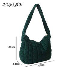 Women Underarm Bags Quilted Plaid Totes Large Capacity Solid Casual