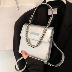 Women Beaded Cross Body Leather Briefcase Handbag Top Handle Purse