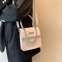 Women Beaded Cross Body Leather Briefcase Handbag Top Handle Purse