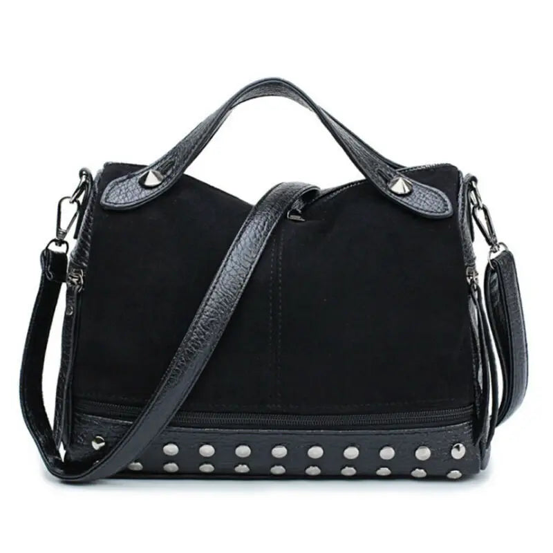 Women Faux Leather Shoulder Bag CrossBody Rivet Matte Tote