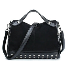 Women Faux Leather Shoulder Bag CrossBody Rivet Matte Tote