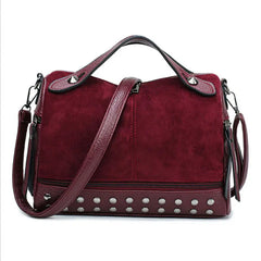 Women Faux Leather Shoulder Bag CrossBody Rivet Matte Tote