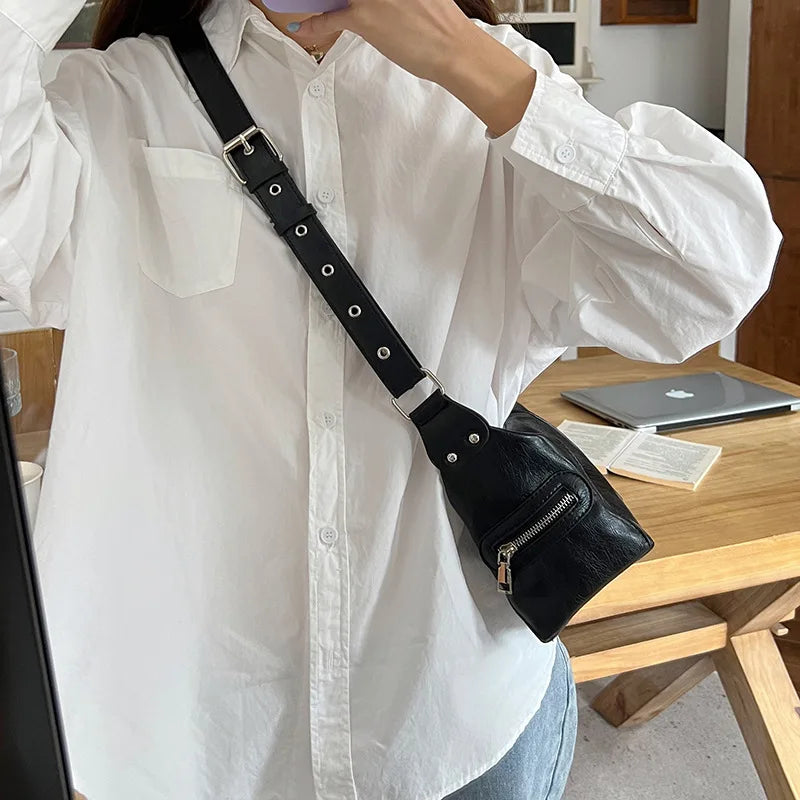 Women Lady Girl Punk Underarm Biker Bag Shoulder Bag PU