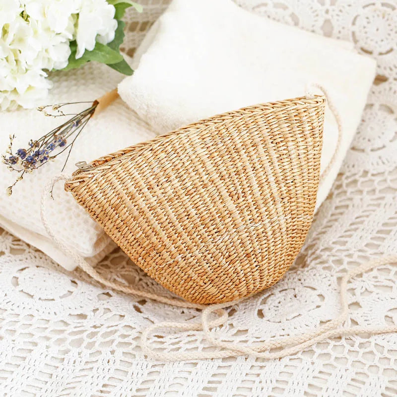 Women Straw Shoulder Crossbody Bag Vintage Woven for Travel Beach