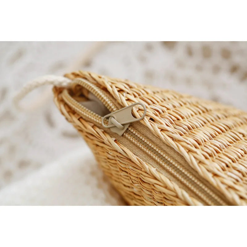 Women Straw Shoulder Crossbody Bag Vintage Woven for Travel Beach