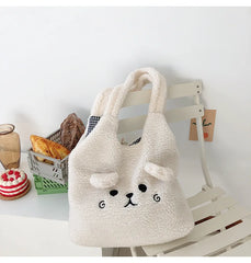 Plush Bear Shoulder Bag Soft Shopping Tote Girls Book Bag