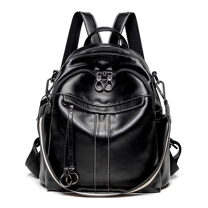 Large Capacity Backpack Purses High Leather Vintage Bag School Bags