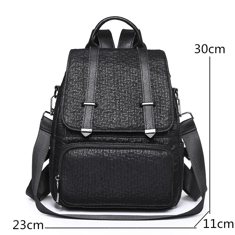 Large Leather Backpack Purse Vintage Bag School Travel Bookba