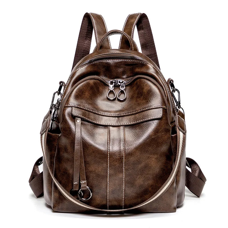 Large Capacity Backpack Purses High Leather Vintage Bag School Bags