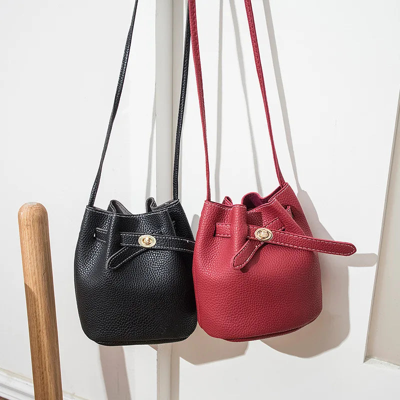 Women Bucket Crossbody Bags Mini Wide Strap Shoulder Handbags