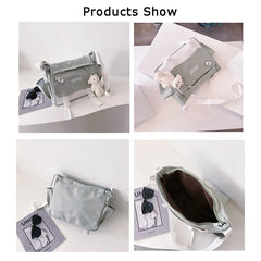 Women Large-Capacity Canvas Shoulder Bag Small Fresh Girl Crossbody Messenger Ba