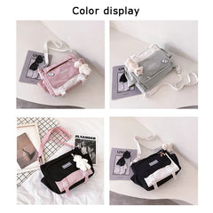 Women Large-Capacity Canvas Shoulder Bag Small Fresh Girl Crossbody Messenger Ba