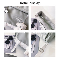 Women Large-Capacity Canvas Shoulder Bag Small Fresh Girl Crossbody Messenger Ba