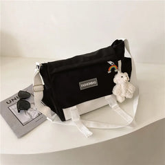 Women Large-Capacity Canvas Shoulder Bag Small Fresh Girl Crossbody Messenger Ba