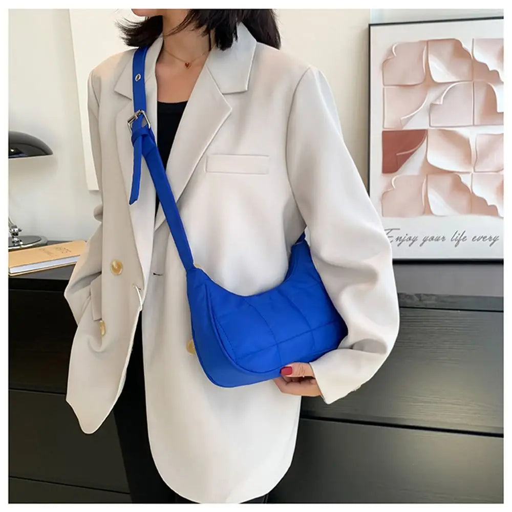 Women Large Capacity Cotton Padded Quilted Shoulder Bag