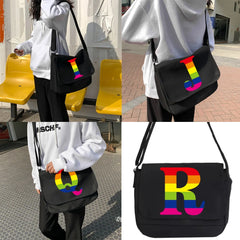 Rainbow Series Canvas Crossbody Bag Large Capacity Satchels