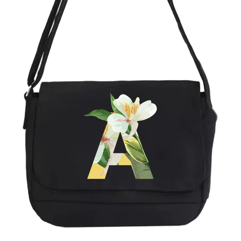 Large Capacity Canvas Crossbody Bag Floral Series