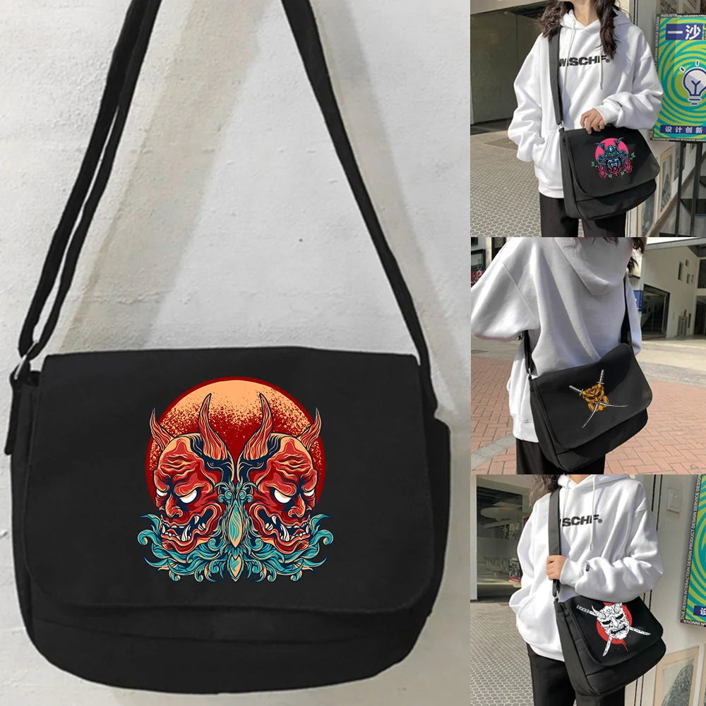 Monster Series Canvas Crossbody Bag Large Capacity Satchel