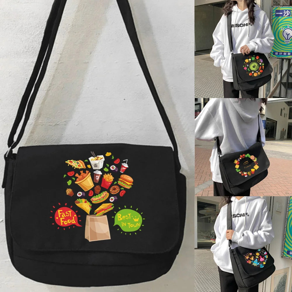 Large Capacity Crossbody Bag Food Series Canvas Shoulder Messenger Bags