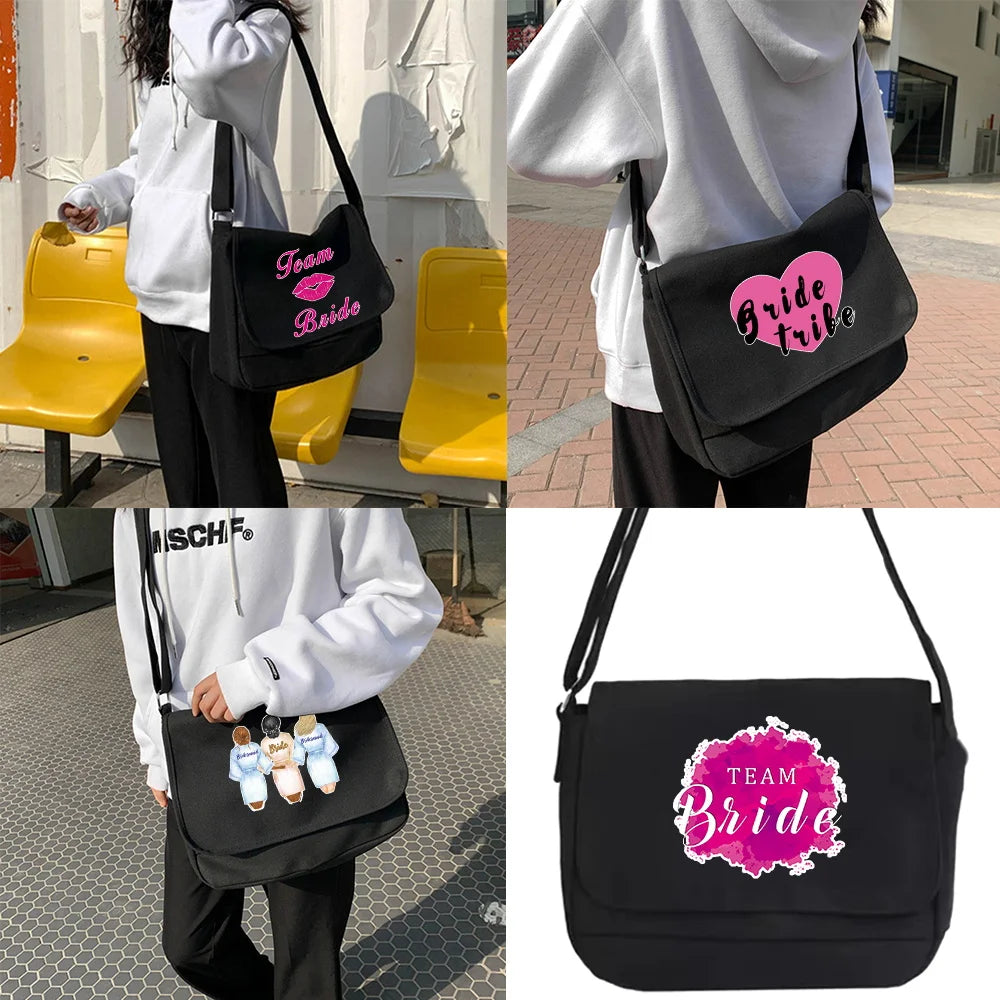 Canvas Shoulder Messenger Bag Women Youth Satchel Large Capacity Crossbody