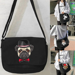 Large Capacity Canvas Crossbody Bag Dog Series