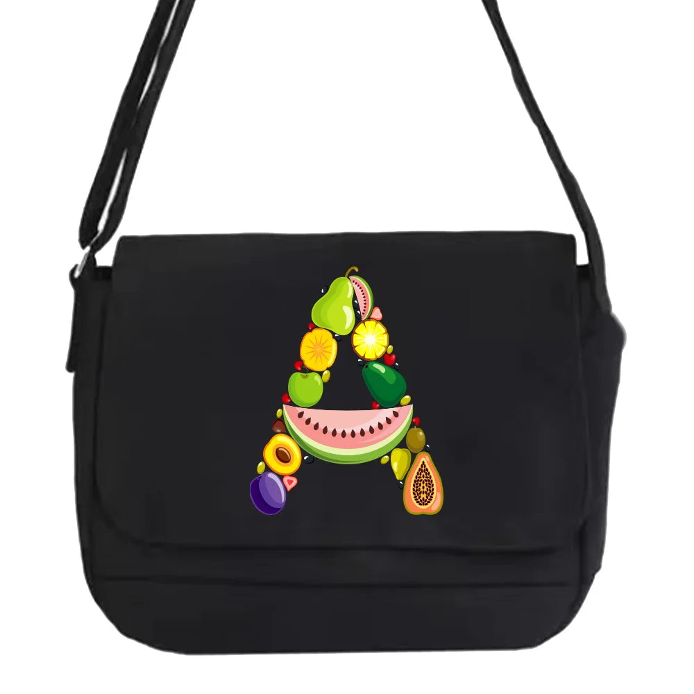 Youth Satchels Diagonal Cross Bag Canvas Shoulder Messenger Bags Fruit Series