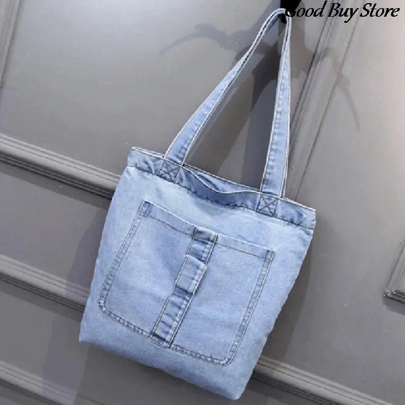 Women Large Capacity Jeans Bags Denim Shopping Bag Casual Handbags Totes