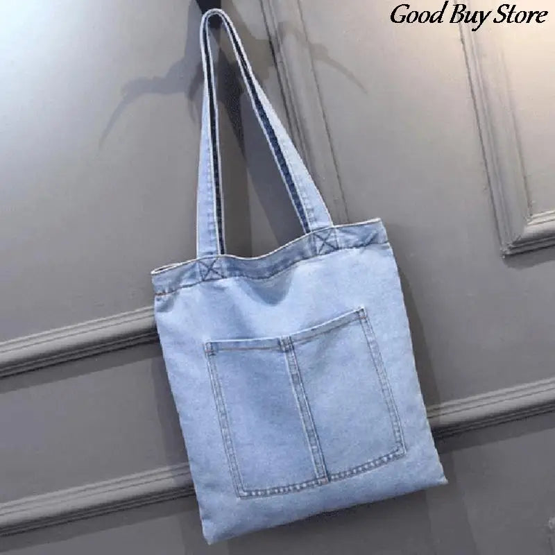 Women Large Capacity Jeans Bags Denim Shopping Bag Casual Handbags Totes