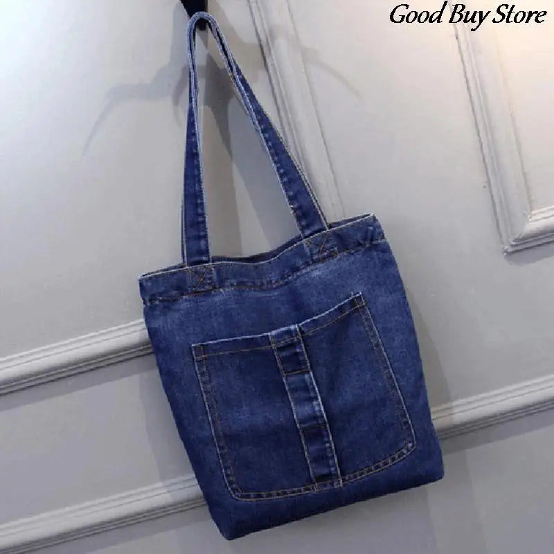 Women Large Capacity Jeans Bags Denim Shopping Bag Casual Handbags Totes