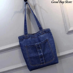 Women Large Capacity Jeans Bags Denim Shopping Bag Casual Handbags Totes