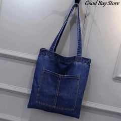 Women Large Capacity Jeans Bags Denim Shopping Bag Casual Handbags Totes