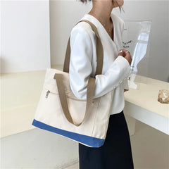 Women Canvas Shoulder Bags Large Capacity Casual Patchwork Female Business