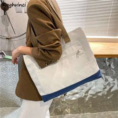 Women Canvas Shoulder Bags Large Capacity Casual Patchwork Female Business
