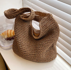 Women Large Capacity Straw Woven Travel Tote Bag for Shopping