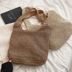 Women Large Capacity Straw Woven Travel Tote Bag for Shopping