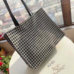 Women Large Capacity Shoulder Bags Striped Embroidery Shopping Tote