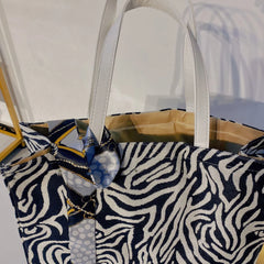 Women Large Capacity Shoulder Bags Striped Embroidery Shopping Tote