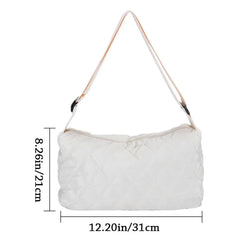 Women Large Capacity Shoulder Tote Bags Winter Cotton Padded Rhombus Pattern