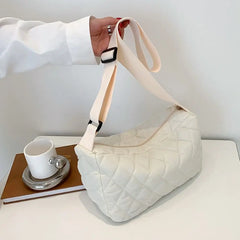 Women Large Capacity Shoulder Tote Bags Winter Cotton Padded Rhombus Pattern