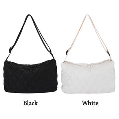 Women Large Capacity Shoulder Tote Bags Winter Cotton Padded Rhombus Pattern