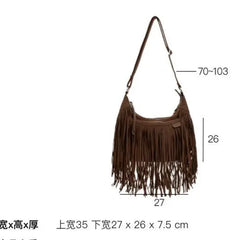 Women Large Shoulder Bag Tassel Suede Faux fur Fringe Ladies Messenger Handbag