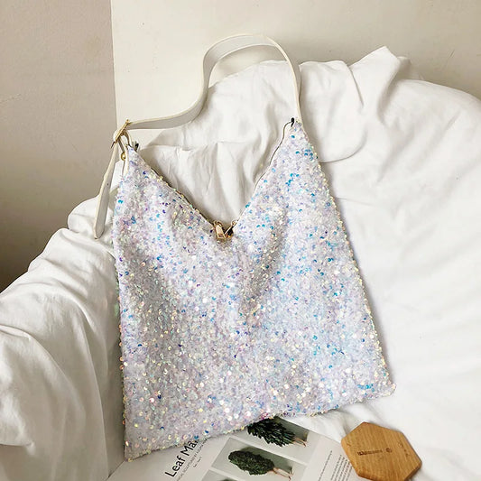 Large Size Sequin Shoulder Bag for Evening Party