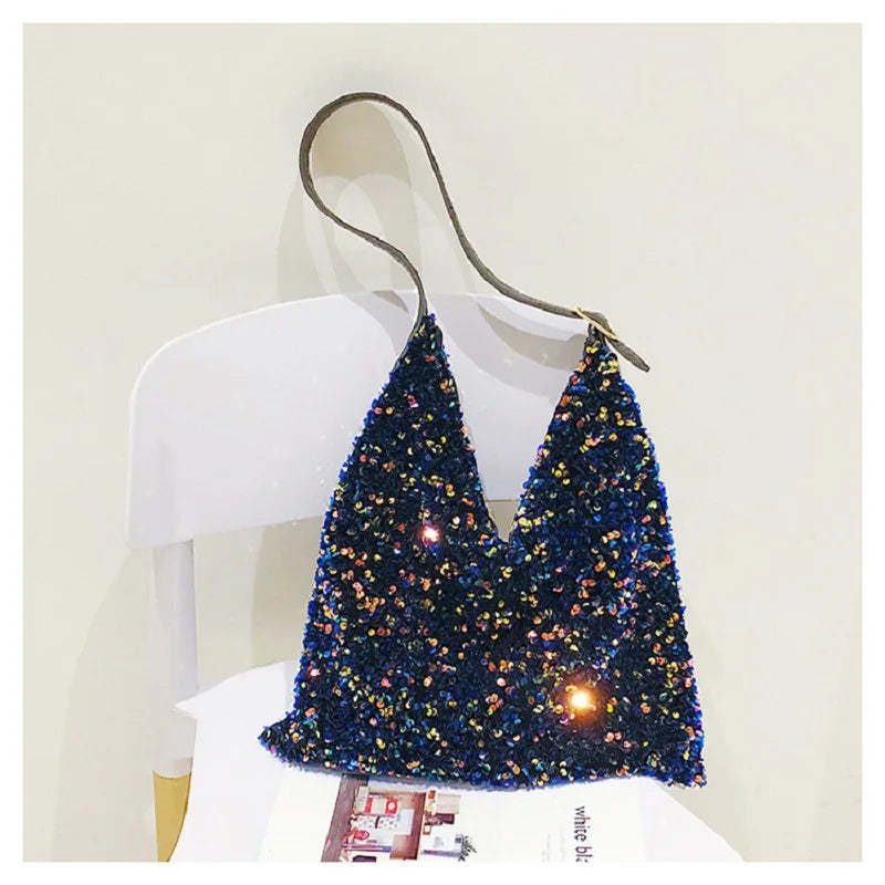 Large Size Sequin Shoulder Bag for Evening Party