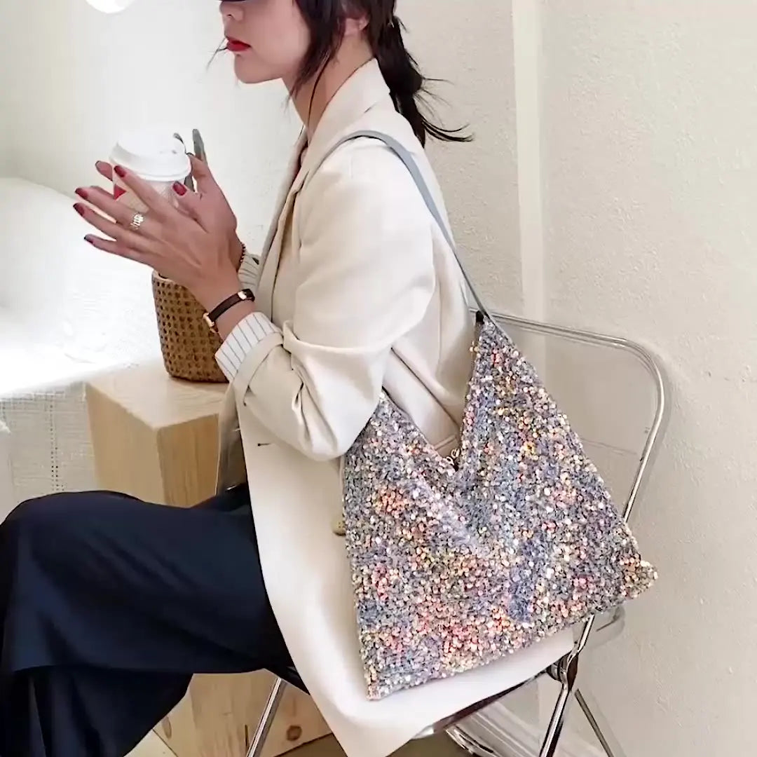 Large Size Sequin Shoulder Bag for Evening Party