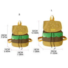 Hamburger Backpack Canvas/ Plush Drawstring Schoolbag