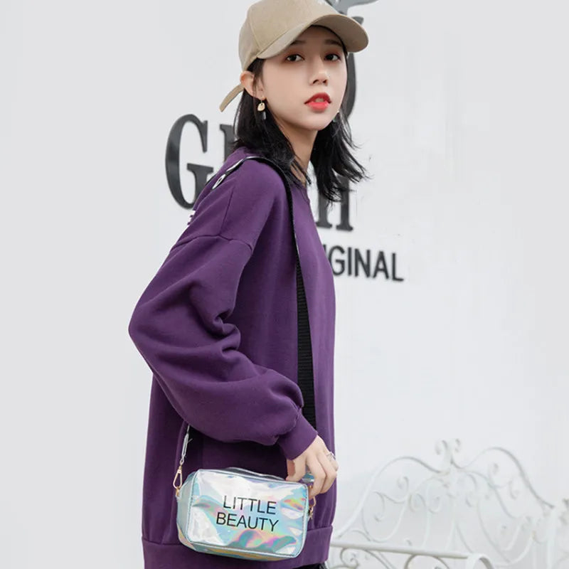 Women Laser Crossbody Bag Messenger Shoulder Bag PVC Jelly Small Tote
