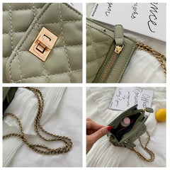 Women Lattice Crossbody Bags High PU Leather Shoulder Bag Mini Quilted Flap Hand