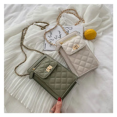 Women Lattice Crossbody Bags High PU Leather Shoulder Bag Mini Quilted Flap Hand