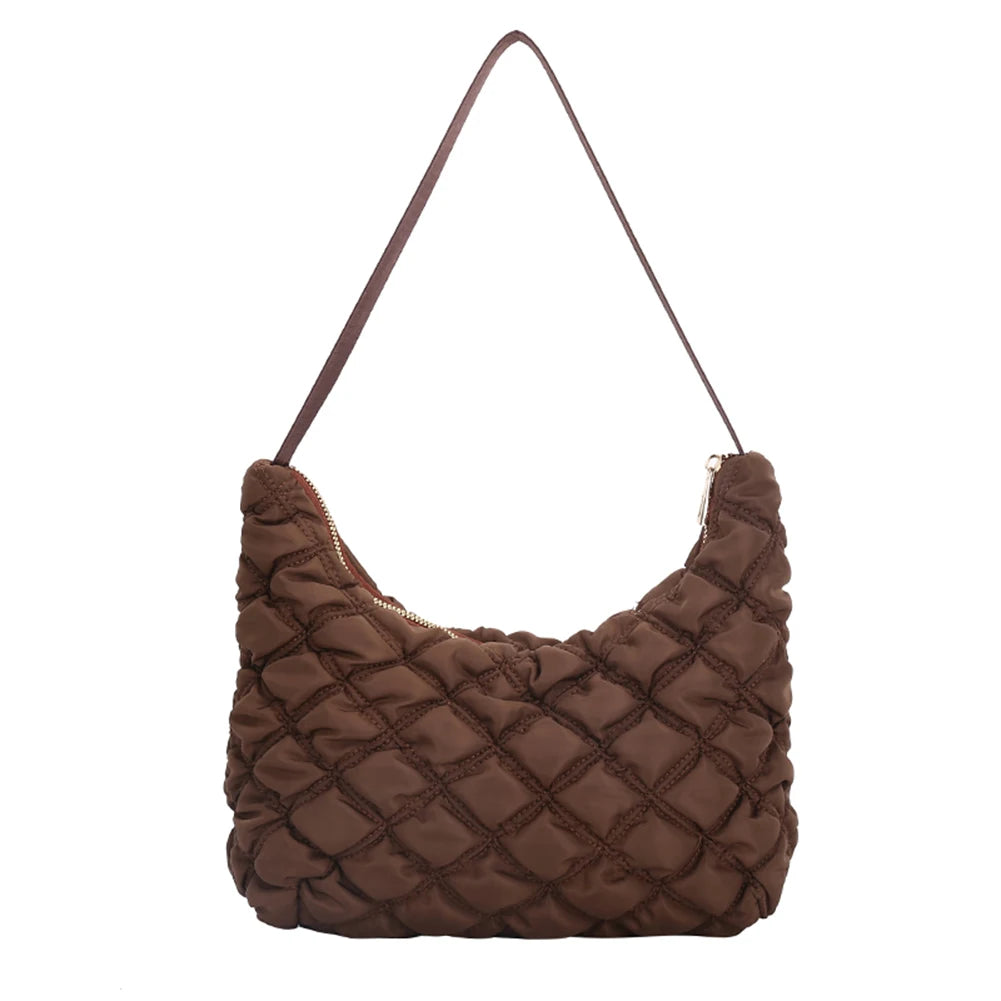 Women Lattice Pattern Quilted Underarm Bag Mini Top-handle Bag