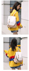 Women's Beige Khaki Leather Backpack
